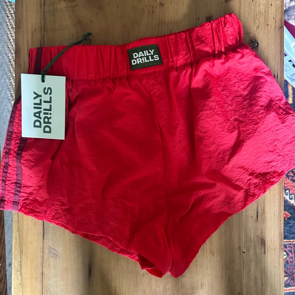 Daily Drills Red Athletic Shorts Lightweight Elastic Waist